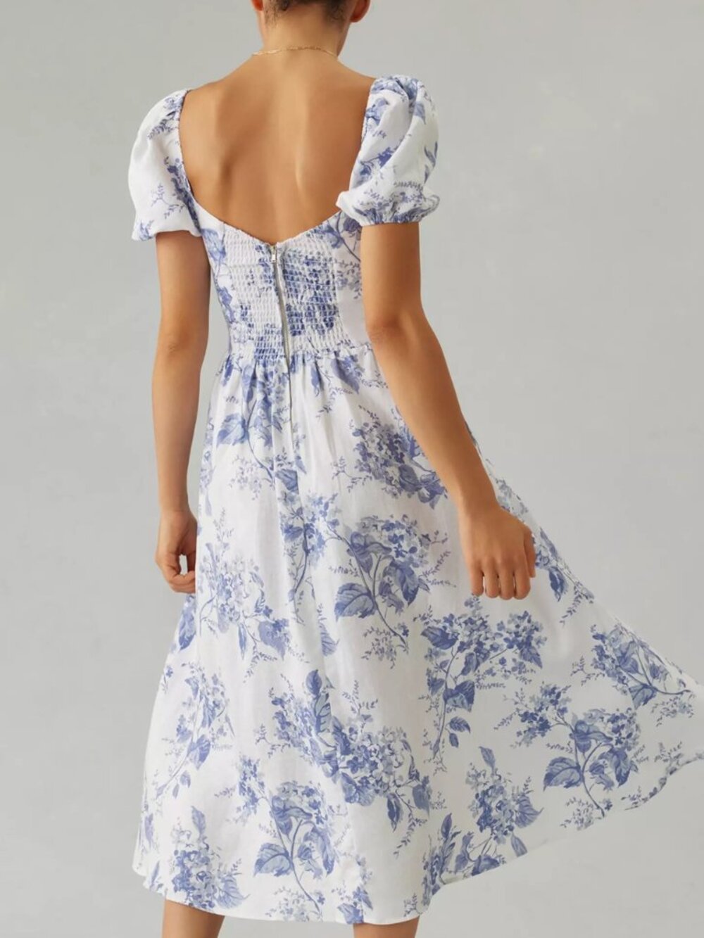 Reformation Davila Linen Dress in Lupine Size 0 - Picture 2 of 3